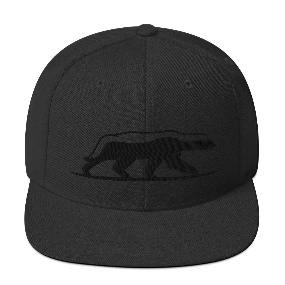 Black on Black Honey Badger Only Snapback Hat