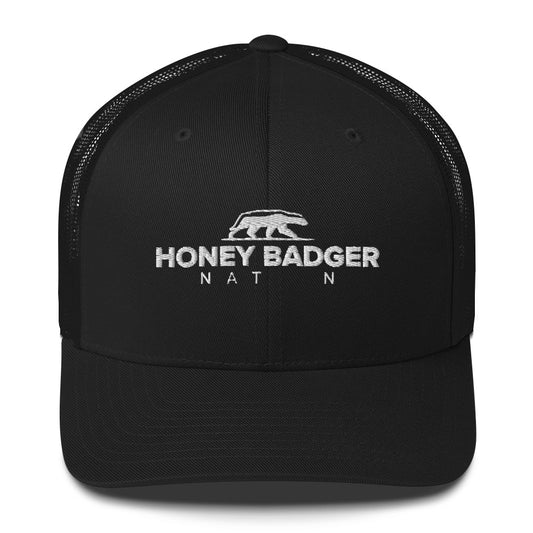 White Honey Badger Nation Logo Trucker Cap