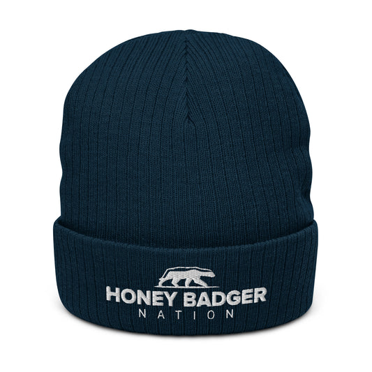 (NEWLY DESIGNED) Honey Badger Ribbed knit beanie