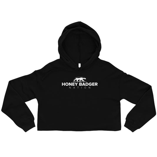 White Honey Badger Logo Women's Crop Hoodie