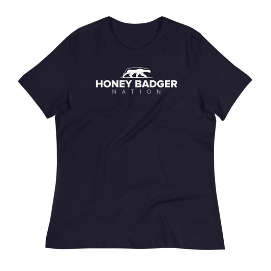 White Honey Badger Nation Logo Women's Relaxed T-Shirt