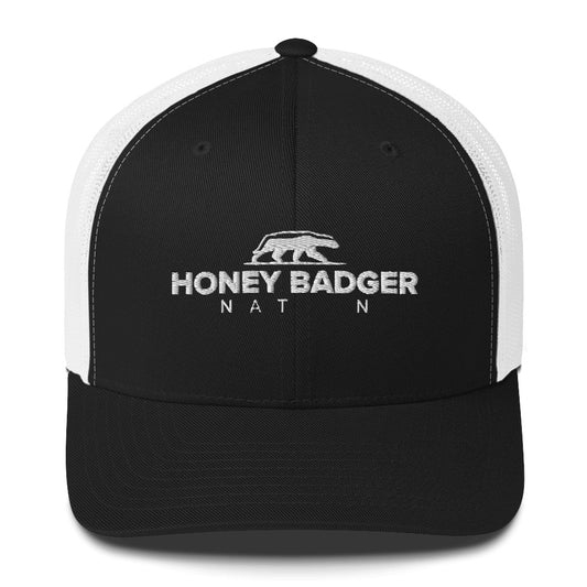 White Honey Badger Nation Logo Trucker Cap