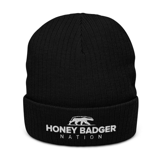 (NEWLY DESIGNED) Honey Badger Ribbed knit beanie